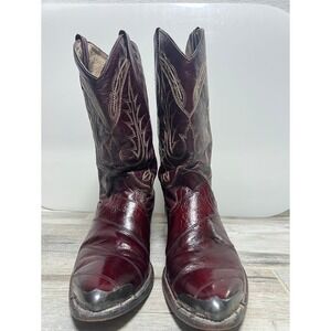 Circle G Men's 6.5 Burgundy Exotic Eel Leather Cowboy Boots Western Mexico